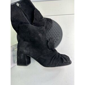 Rebecca Minkoff Black Suede Knotted Ankle Boots Block Heel Sz 9M